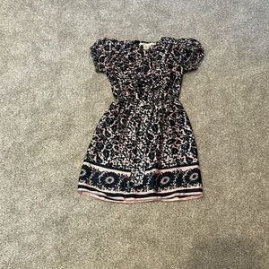 Max Studio Navy and White A-Line Midi Dress Sleeveless